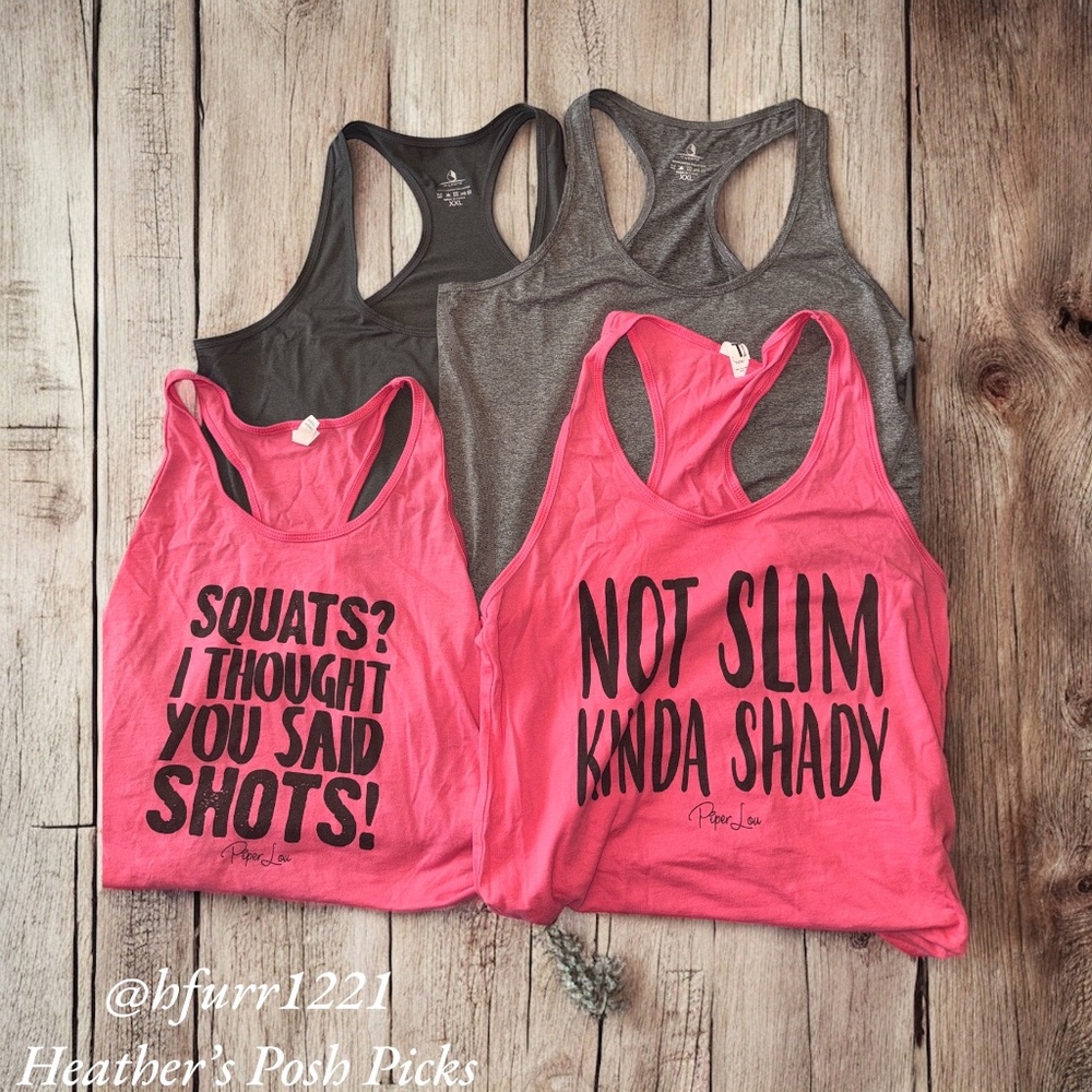 LOT OF 4 WOMEN'S WORKOUT TOPS PIPER LOU AND ICY ZONE SIZE XXL